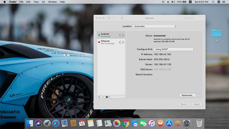 USB tethering in mac