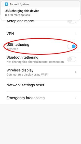 Android USB tethering